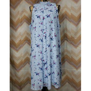 Sky blue color sleeveless back tie mock neck A-line dress